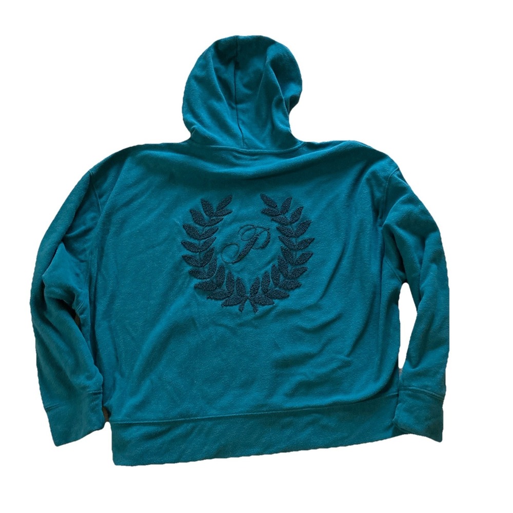 Victoria's Secret‎ PINK Hoodie Sweatshirt Women's M New Teal Green Logo Fleece